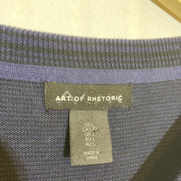 Art of Rhetoric Men's Navy Blue Large Knit Sweater Lightweight Pullover Crewneck - Picture 4 of 5